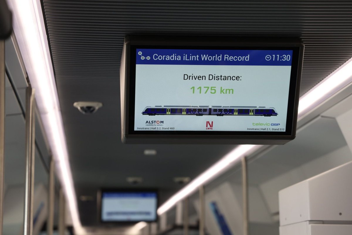 The future is here. #Trains powered by #hydrogen is not a dream, it's a reality. The Alstom Coradia iLint in #Berlin, welcoming delegates from around the world. Let's bring it to #Australia!