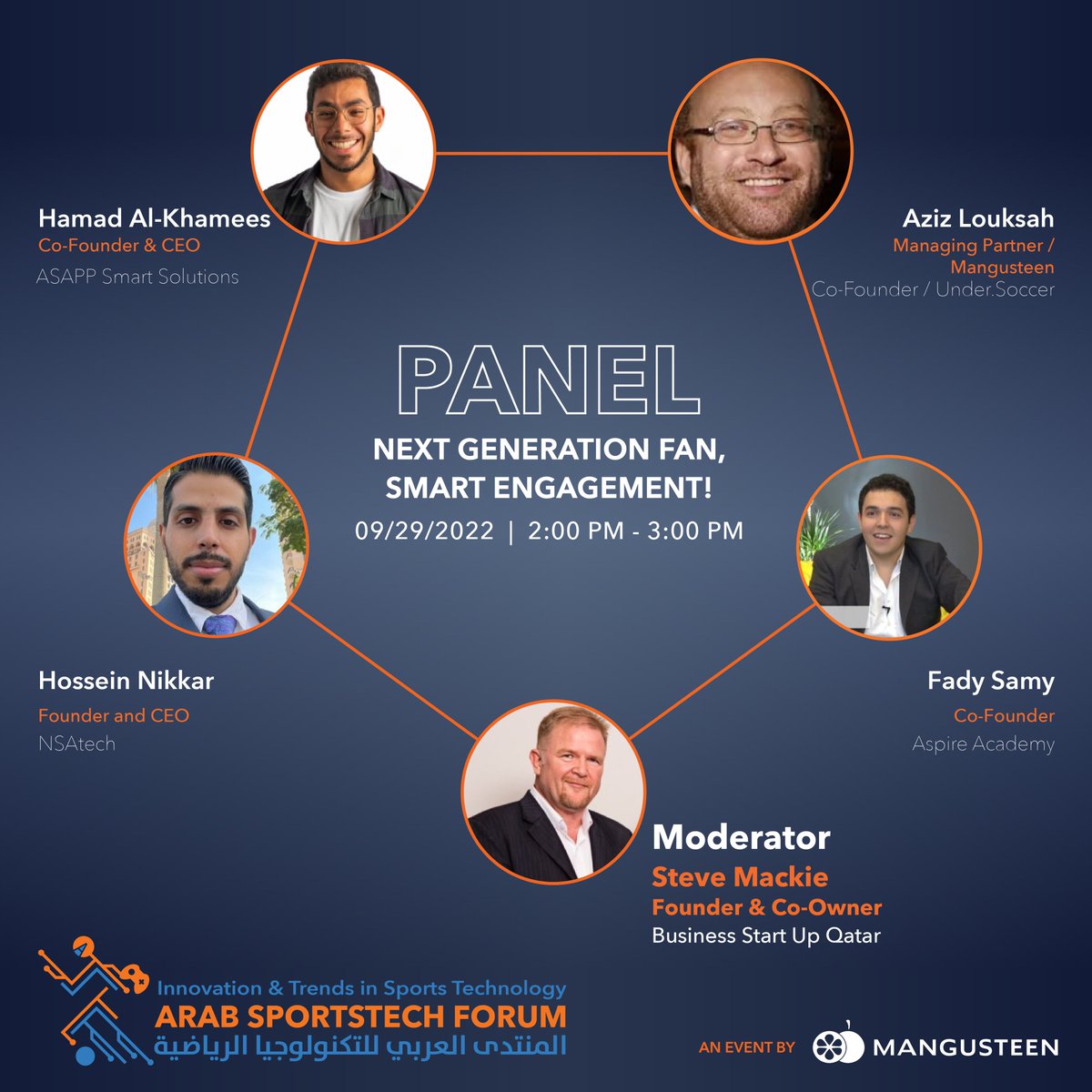 arabstf's tweet photo. Join us on Thursday, September 29th, at 2:00 pm for a discussion about "Next generation FAN, Smart Engagement! " with the biggest names in sports tech to build valuable connections in the sports industry in  Aspire Zone, Doha.
You won't want to miss this! 
#ArabSTF #ArabSTF2022 https://t.co/XLnT9TWjQ5
