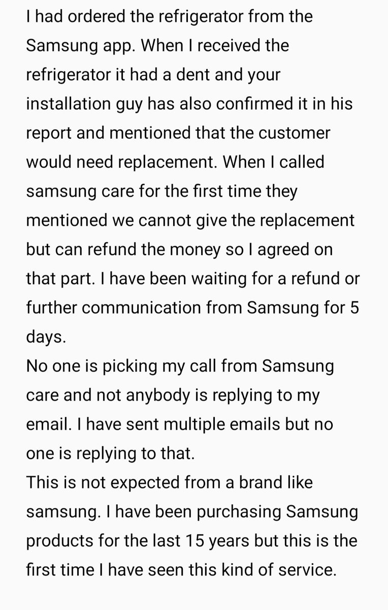 shubhamsbang's tweet photo. @SamsungIndia @Samsung Please let me know whether I would get refund or this is the way in which customers are being treated 
Mobile - 9970691238

@LGIndia @amazonIN @Flipkart @panasonic @WhirlpoolCorp #Samsung #online #ecommerce #bigbilliondays #CustomerService https://t.co/CtuOOkylq0