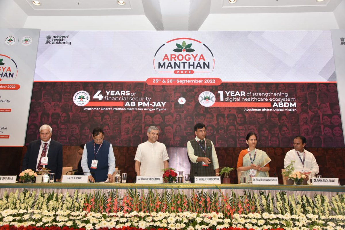 MoHFW_INDIA's tweet photo. #HealthForAll

Dr @mansukhmandviya inaugurated #ArogyaManthan2022 today in presence of Sh @AshwiniVaishnaw, @DrBharatippawar &amp; Dr. Vinod Paul @NITIAayog. https://t.co/KlZ9S4kuwn