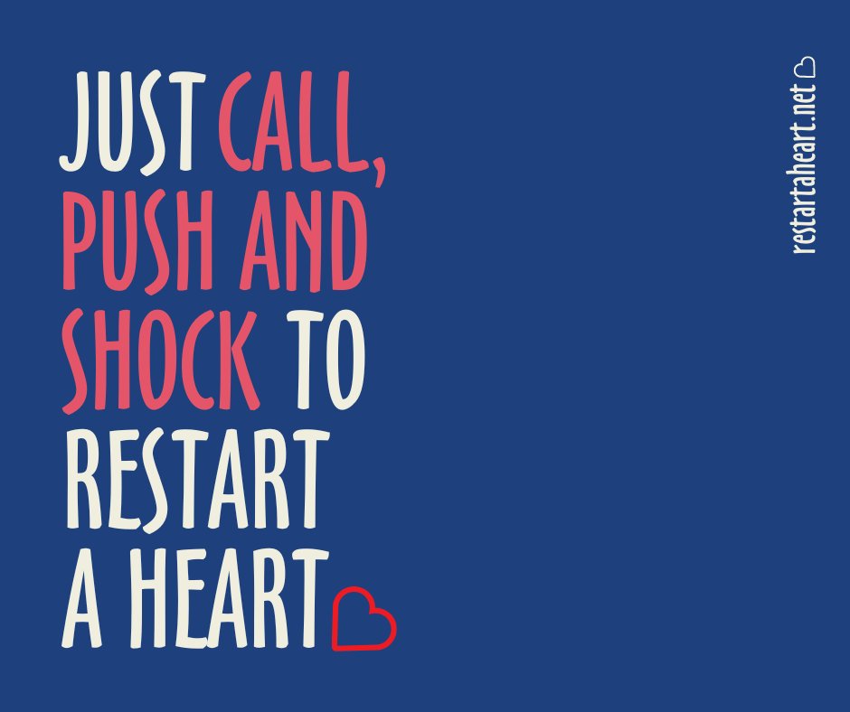 RestartHeartDay's tweet photo. All it takes is three simple steps to learn how to help as a bystander during sudden cardiac arrest. ❤️
CALL - Call 000 AU / 111 NZ
PUSH - Start CPR compressions
SHOCK - Locate and use an AED
#RestartAHeart #CallPushShock #9for9challenge https://t.co/EhRZmKn4qt