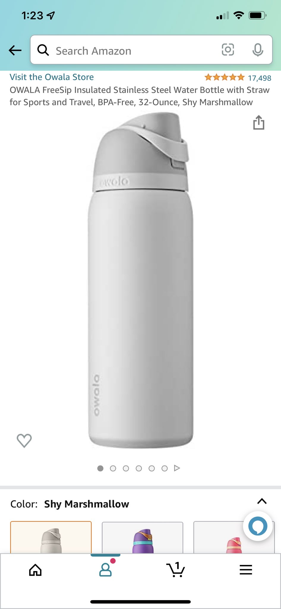 Owala FreeSip Insulated Stainless Steel Water Bottle, 32-oz, Shy  Marshmallow & FreeSip Insulated Stainless Steel Water Bottle with Straw for  Sports