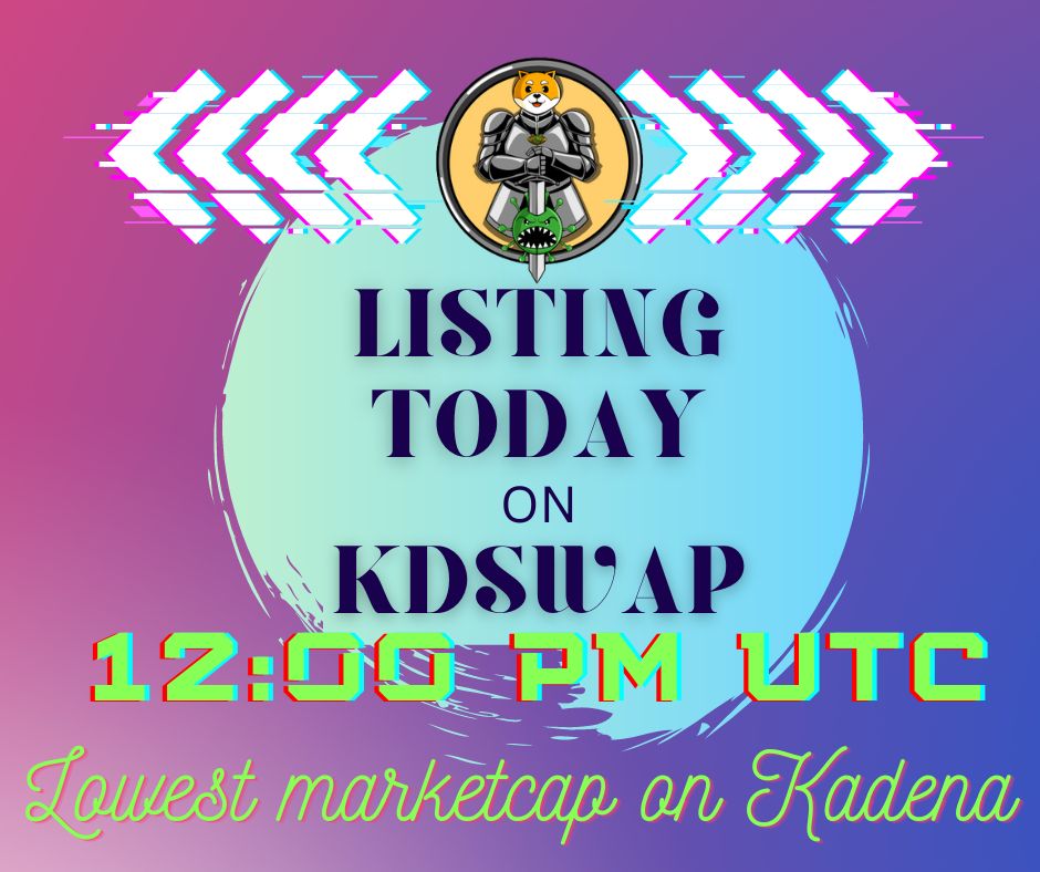 $CRNA is going to be listed today on KDSwap at 12 PM UTC.

We are the first token on Kadena launching with the lowest Marketcap.🚀🚀🚀

Initial Marketcap = 36,000$ only

🔥🔥100$ worth $CRNA GIVEAWAY 🔥🔥 

To enter:-
Retweet and tag 3 friends

LFG 🚀🚀🚀🚀🚀
