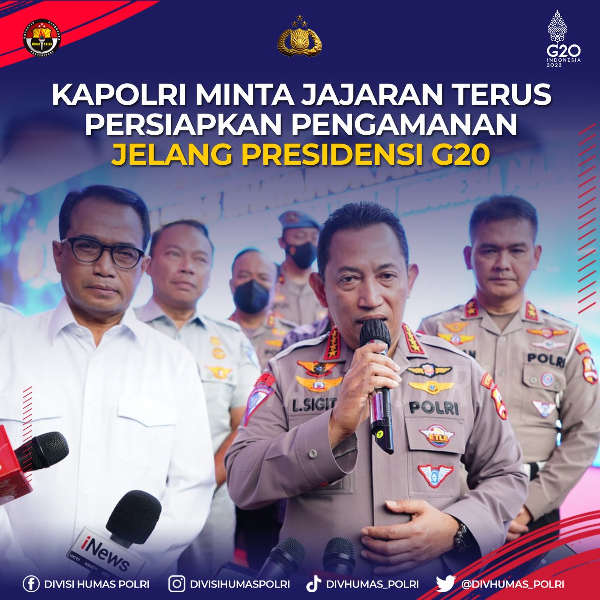 Kapolri minta jajaran persiapkan pengamanan jelang presidensi G20
#SiapKawalG20
Pengamanan KTT