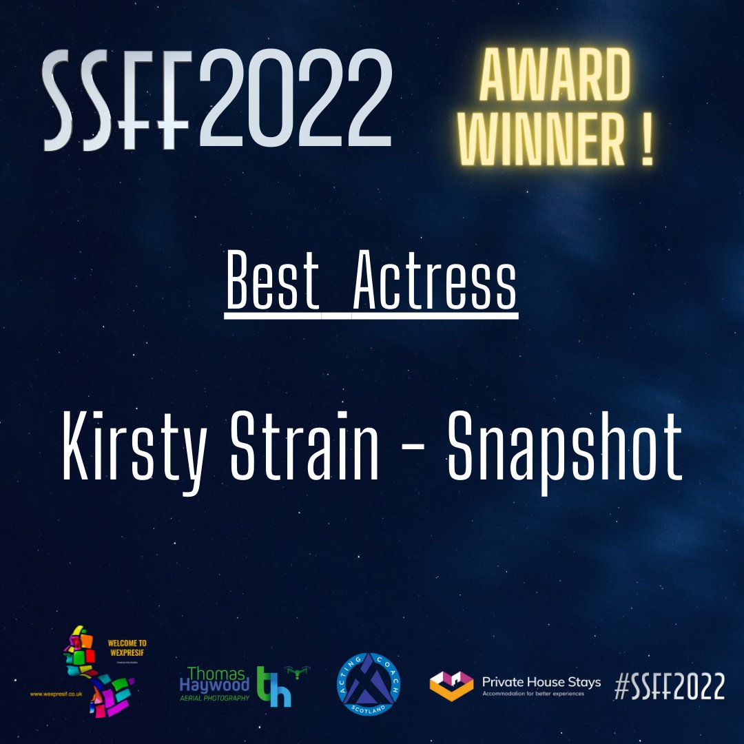 Scottishshorts's tweet photo. Congratulations to Kirsty Strain who took home Best Actress Award for her great performance with Carrie Dodds and Craig McGinlay in Snapshot!

@hello_acs @thaywoodphoto @Private_House @Wexpresif @raptorfilmz  #Scotland #indiefilm #indiefilmmaking #Scottish #shortfilm #filmawards https://t.co/eMTZaxo9n5