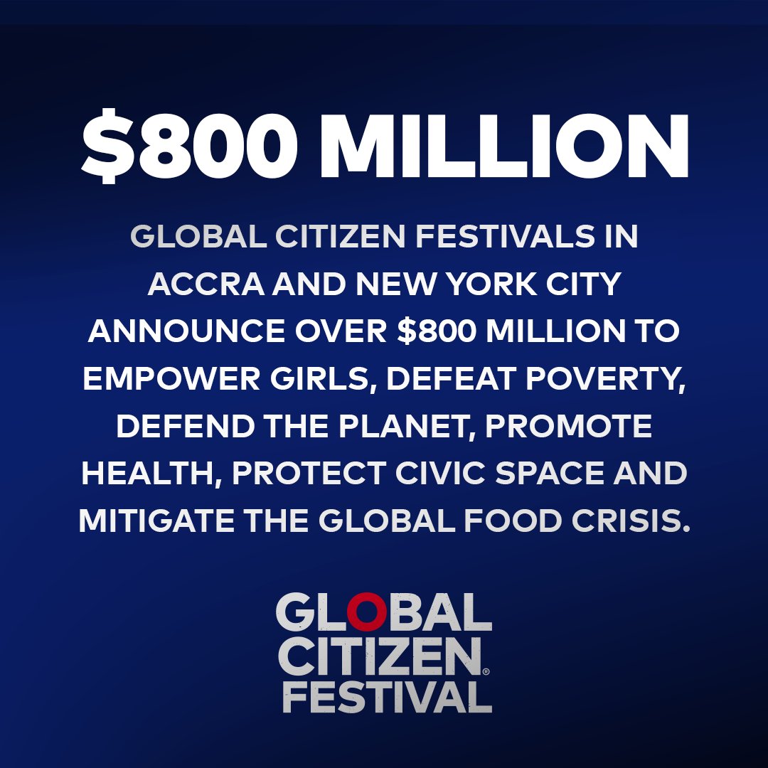 GlblCtzn's tweet photo. #GlobalCitizenFestival’s calls for investment to #EndExtremePovertyNOW are heard: US $2.4B committed to protect the planet, empower women + girls, defend advocacy, and break systemic barriers. Thank you to our incredible partners! https://t.co/yhmbh1sjsy https://t.co/MA6kkjAjuX