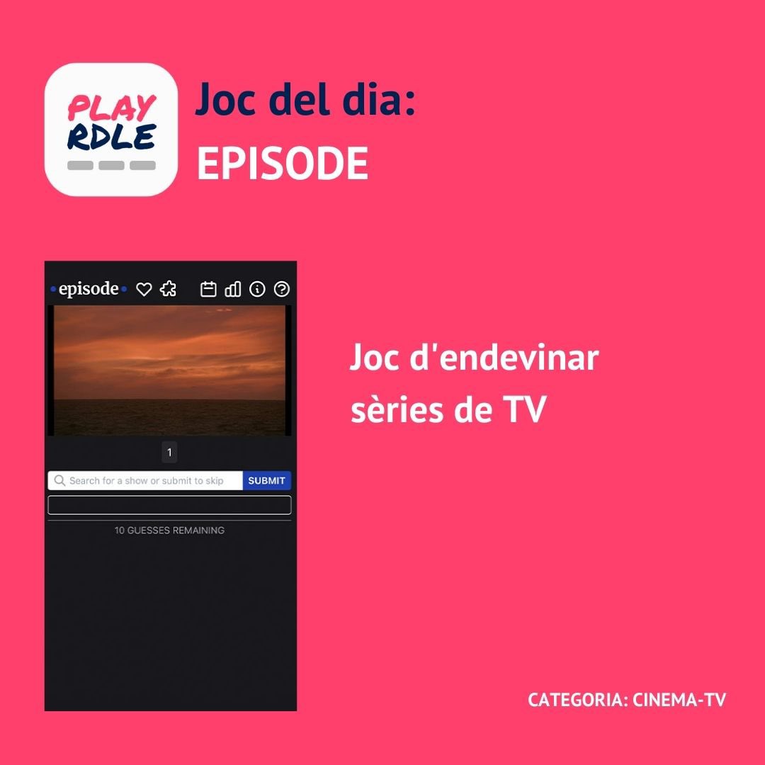 Diumenge de sèries? Avui us proposem l’#episode! Tens 10 intents x descobrir de quina sèrie es tracta a través de 10 frames. Del creador del <a href="/framedwtf/">Framed</a>, el mateix però amb pel·lícules. Juguem? #letsplayrdle #playrdle #indiegames #games #rdle #wordle #guessinggames #trivia