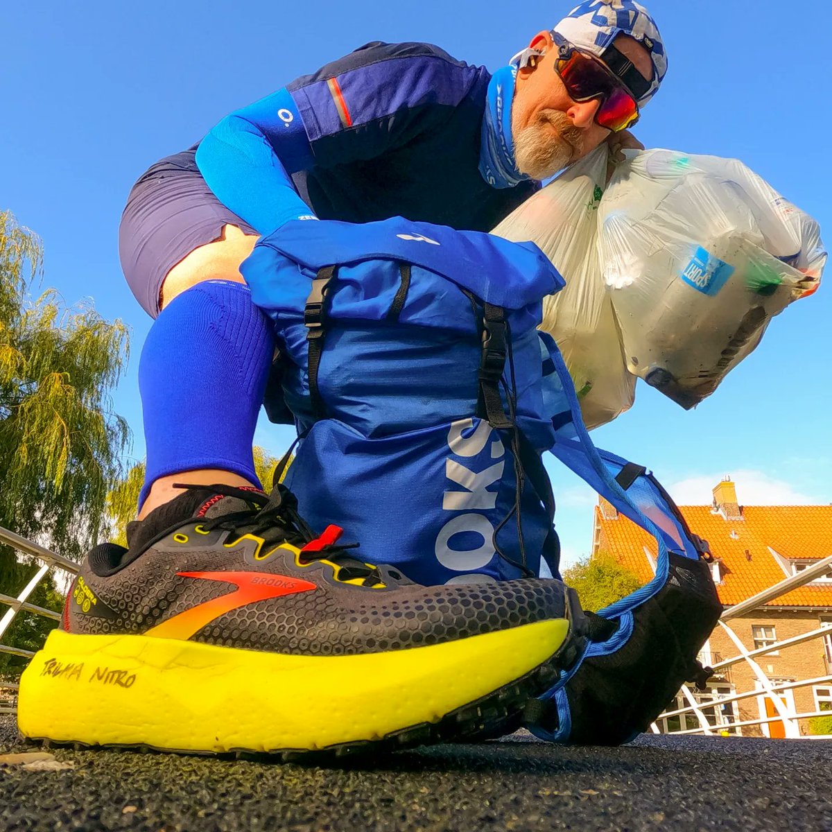 Practicing with race day kit for the Plogging World Championships next week