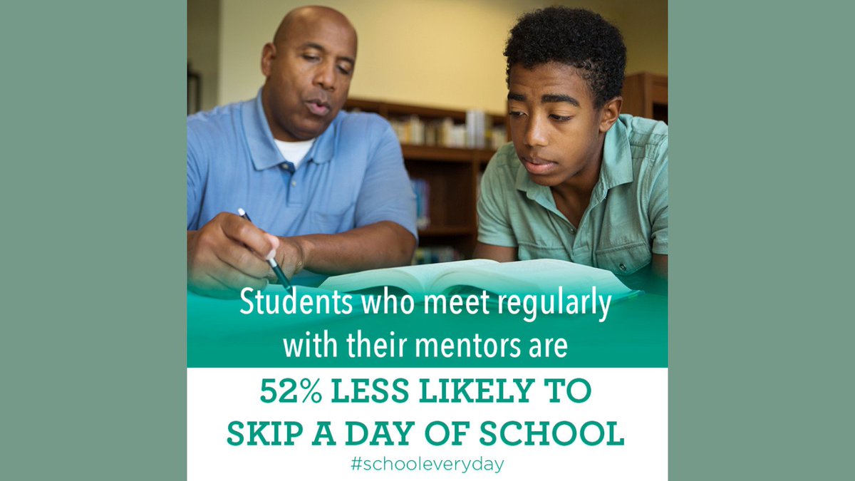 PearlandISD's tweet photo. Attendance Awareness Month: Volunteer mentors in a quality program can reach at-risk students & inspire their interest in education and attending school regularly. https://t.co/xr0g3diOv3 #BuildPearlandProud #RiseMentoring https://t.co/kKaLnvqxAD