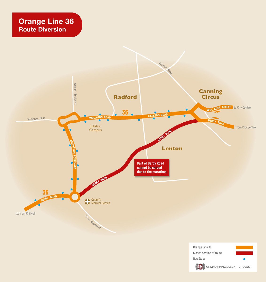NCT_Buses's tweet photo. #MarathonUpdate
Orange 35, 36 are moving to their second diversion, following more of their normal route and then Ring Road, Ilkeston Road to/from City.
For QMC, please use University North Entrance stops
Buses already on the first diversion will remain on that diverted route. https://t.co/qIA6b3FyTa