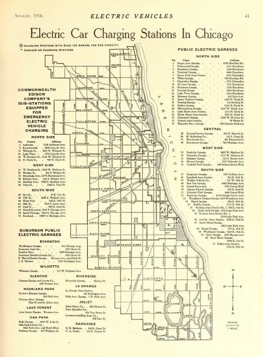 ValaAfshar's tweet photo. Electric car charging stations in Chicago, 1916 https://t.co/z0tvEnJ05p