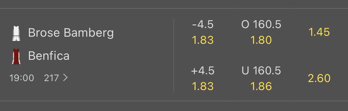 ASBBets's tweet image. 🏀 #VIPplay 

Brose Bamberg -4.5 Handicap, FIBA CL Qual, pre game

1.83