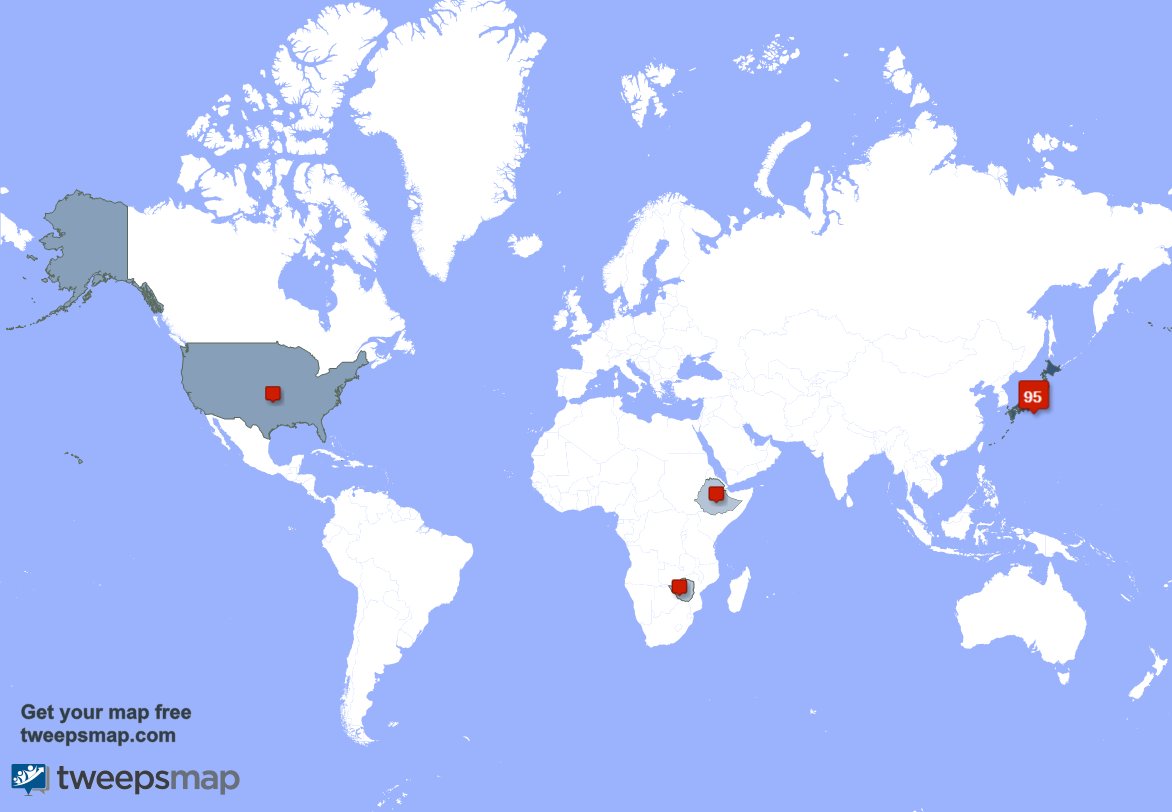 Mis seguidores viven en Japón(95%),Estados Unidos(4%),Zimbabue(1%) y más tweepsmap.com/!OrihuelaSerna