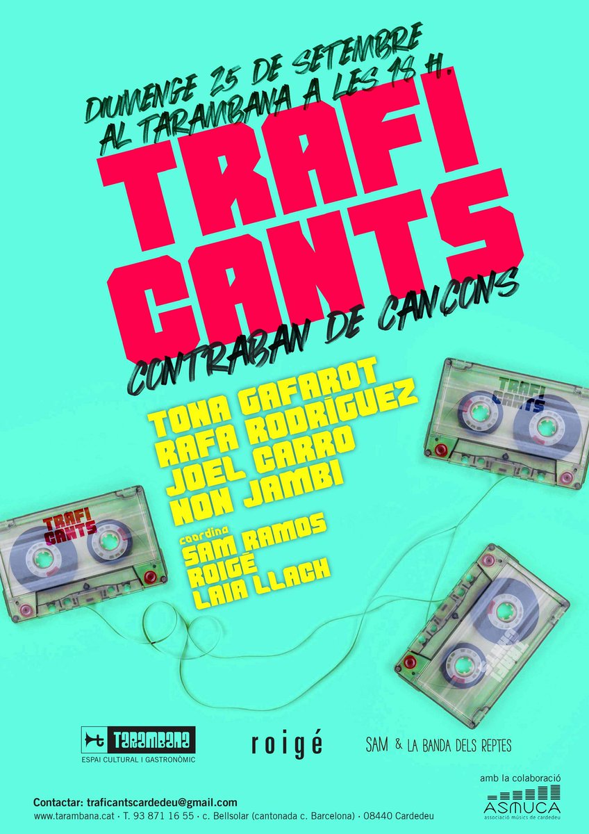Aquesta tarda 30a TRAFICANTS, contraban de cantautor/es amb <a href="/tonagafarot/">Tona Gafarot</a> JoelCarro #RafaRodríguez <a href="/nonjambi/">Non Jambi</a> SamRamos <a href="/Laiallachpou/">Laia Llach</a> al <a href="/eltarambana/">Tarambana</a>