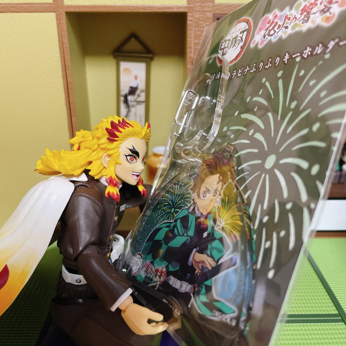 竈門炭治郎 ,煉獄杏寿郎 「本日のおみやげですふりふりカラビナ大きくてヨシ 」|きりこ🖊のイラスト