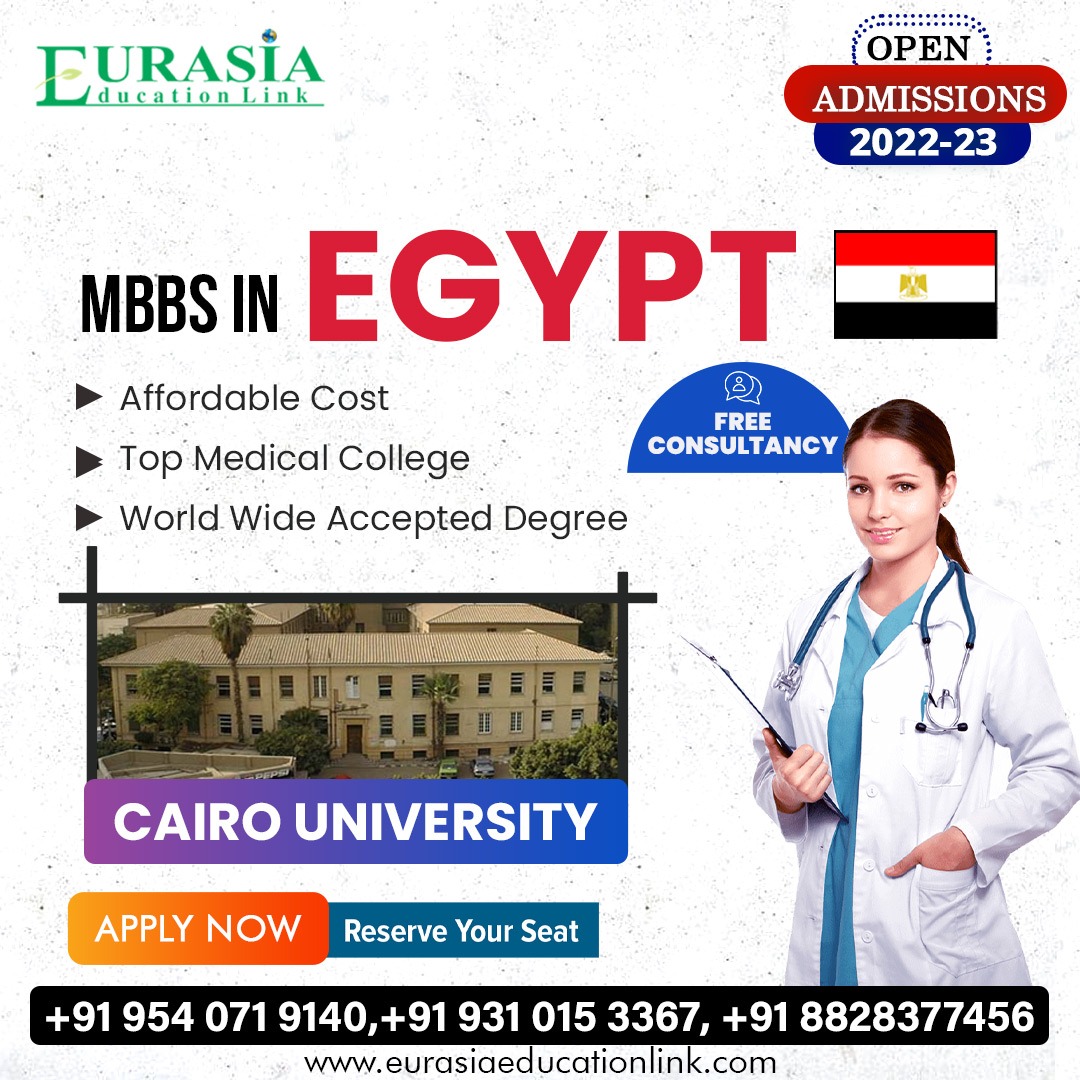 eurasia_link's tweet photo. #MBBS in #EGYPT
Get admission in best university,
CAIRO UNIVERSITY

Dont worry! We are here to assist you and clear all doubts.

Apply :
https://t.co/tjpyXKx7TZ... 

MBBS Admission : 2022-23 Open 
Call us :- +91 9540719140, +91 9310153367

#eurasiaeducationlink #BestConsultancy https://t.co/ntIz3fQXrc