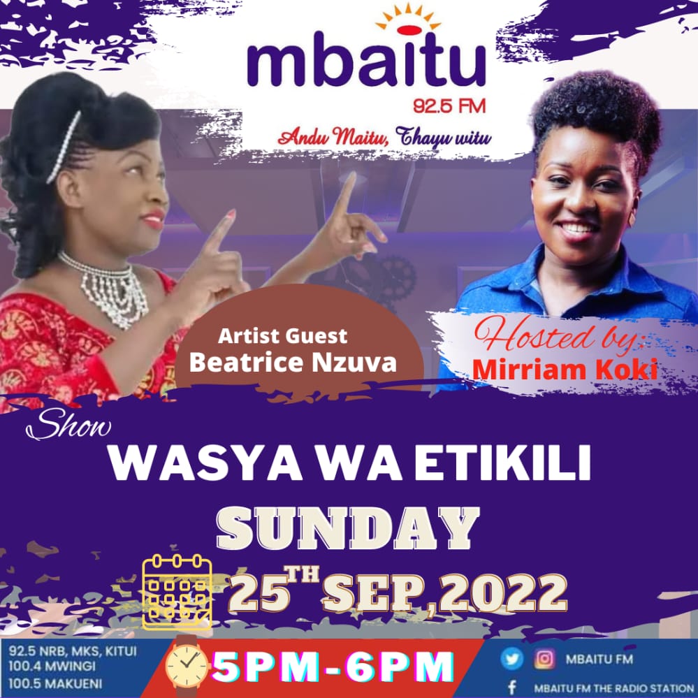 MbaituFM's tweet photo. Mwiai ni museo mavinda onthe,nikuthokya kilunguni kya Wasya wa Etikili winakwa Sista Mirry ula Mutangwa......1st Corinthians 10:13
#WasyawaEtilili https://t.co/cWjxeCTftm