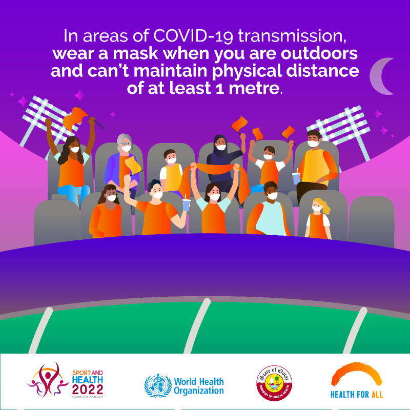 WHO's tweet photo. If you plan to attend the @FIFAWorldCup in #Qatar 🇶🇦 make sure to protect yourself and others from #COVID19 by following these steps ⬇️