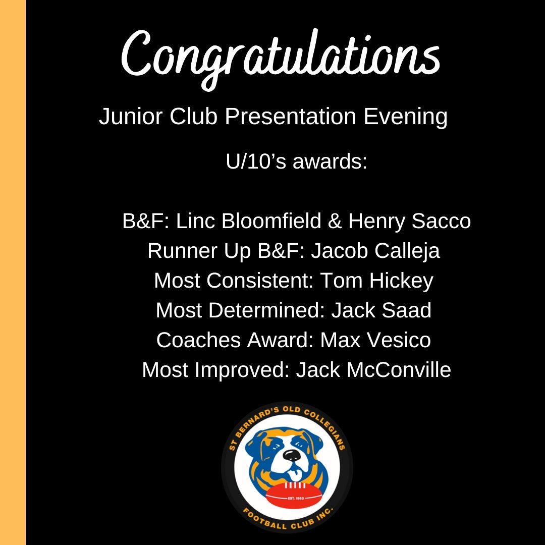 sbofc_juniors's tweet photo. 1/2 - We had our Junior Club Presentation evening.

#awards #wearestbernards #foreverstrong #upthepit #footy https://t.co/s9gRogaQbp