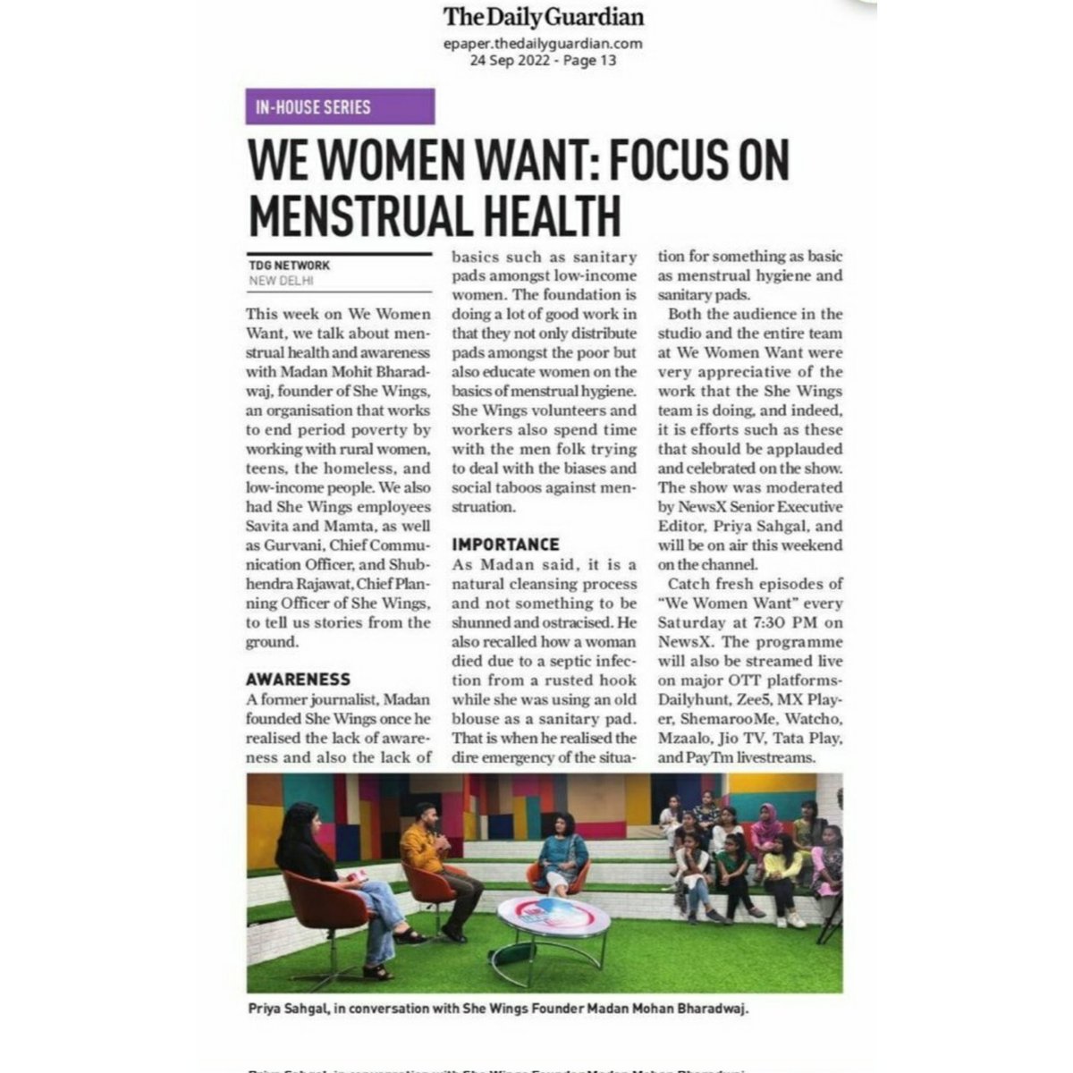 theshewings's tweet photo. Join us in our journey of Swastha Mahila, Swastha Parivar!
#periods #periodmyths #newsX #SheWings #breakingtaboos #naturalprocess https://t.co/pXnBQq1PVM