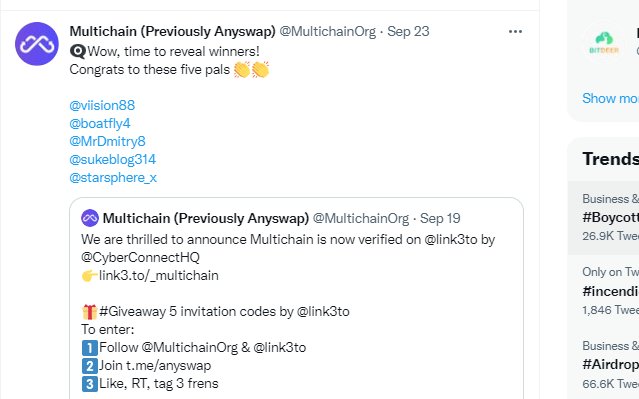 K10NDIKE's tweet photo. @MultichainOrg
@CyberConnectHQ
@link3to

Hi guys. When will you give me the invitation code? https://t.co/AyGKMuQmdV