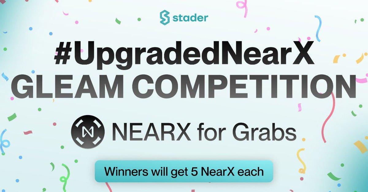 stader__near's tweet photo. 🚨#UpgradedNearX COMPETITION🚨

GIVEAWAY OF ~$400 USDC*🎊 

To Enter:
❤,RT &amp; Tag 3 mates
3⃣FINISH Gleam Task: https://t.co/Vq9Ncox2Gd
(Special surprise if you speak Spanish, amigo🇪🇸🇲🇽🇦🇷🇵🇪🇨🇴🇻🇪🇺🇾🇵🇾🇧🇴🇪🇨)

15 Lucky winners get $20 worth of NearX

1 BUMPER PRIZE - $100*

⏰Ends 25/10 https://t.co/MTRoF56scg