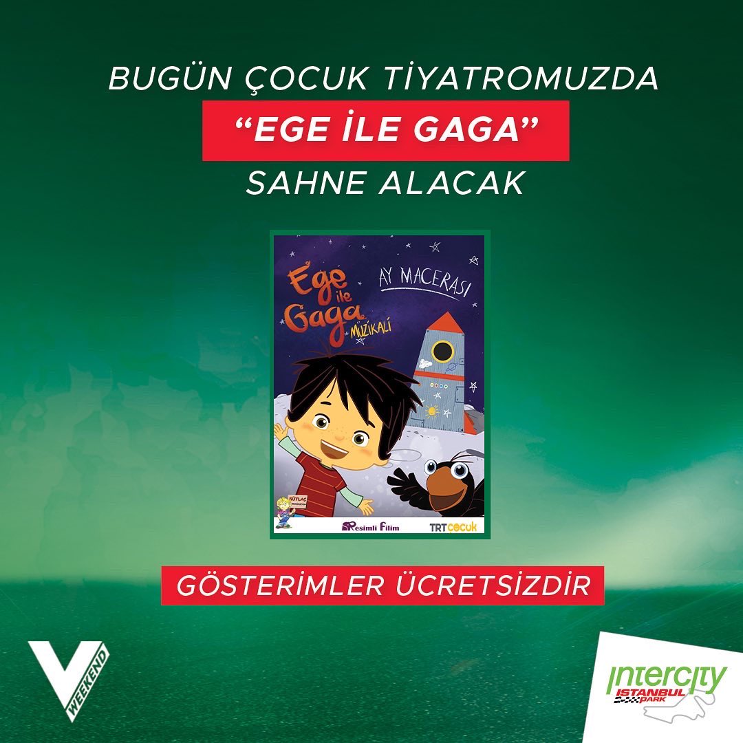 intercitypark's tweet photo. Bugün çocuk tiyatromuzda “Ege ile Gaha” sahne alacak. Ayrıca yüz boyama, sosis balon yapımı ve animasyonlar da geri kalan zamanlarda keyifli vakit geçirmenizi sağlayacak. Çocuklarla birlikte sizleri V Weekend’e bekliyoruz.👊🏻
#intercitypark #vweekend #istanbul https://t.co/vabDrkAp4g