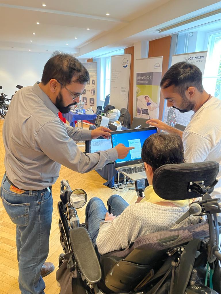 als_voice's tweet photo. ALS Voice team demonstrating their communication system for paralyzed patients without any means of communication at ALS Betroffenen Kongress 2022 organized by @ALSmobil
#communication #alsvoice #paralysis #bci
@racing_als @MND_ALS @_als_schweiz @ALSAAssociation @iamalsorg https://t.co/YL4bK7b3vT