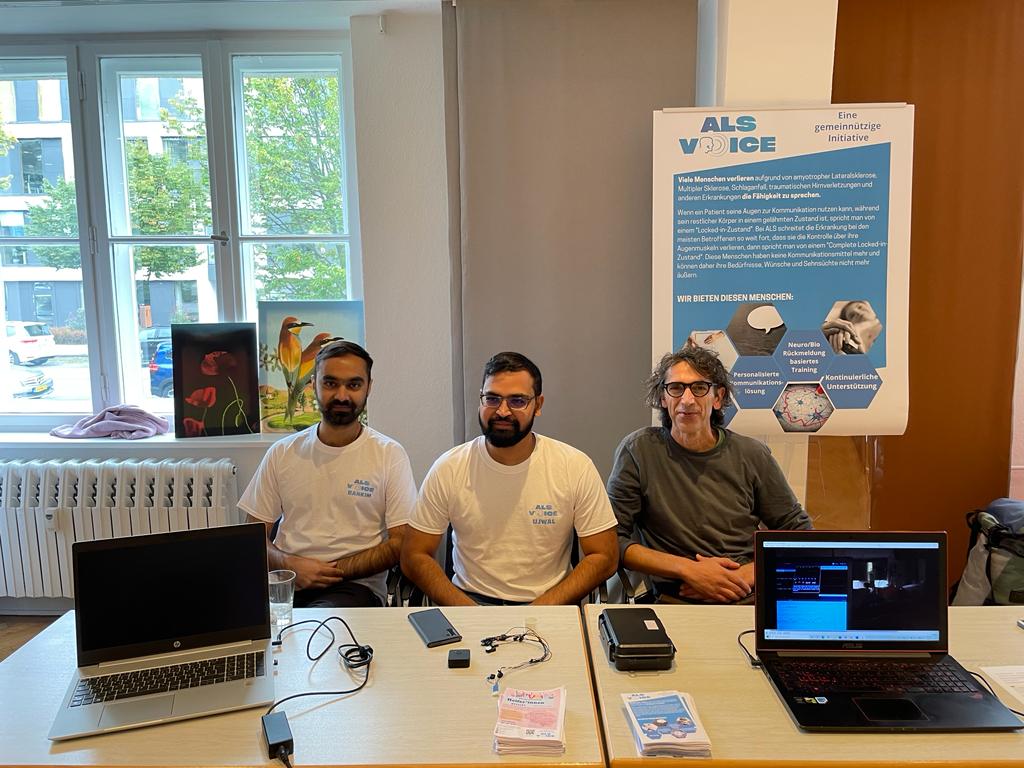als_voice's tweet photo. ALS Voice team demonstrating their communication system for paralyzed patients without any means of communication at ALS Betroffenen Kongress 2022 organized by @ALSmobil
#communication #alsvoice #paralysis #bci
@racing_als @MND_ALS @_als_schweiz @ALSAAssociation @iamalsorg https://t.co/YL4bK7b3vT
