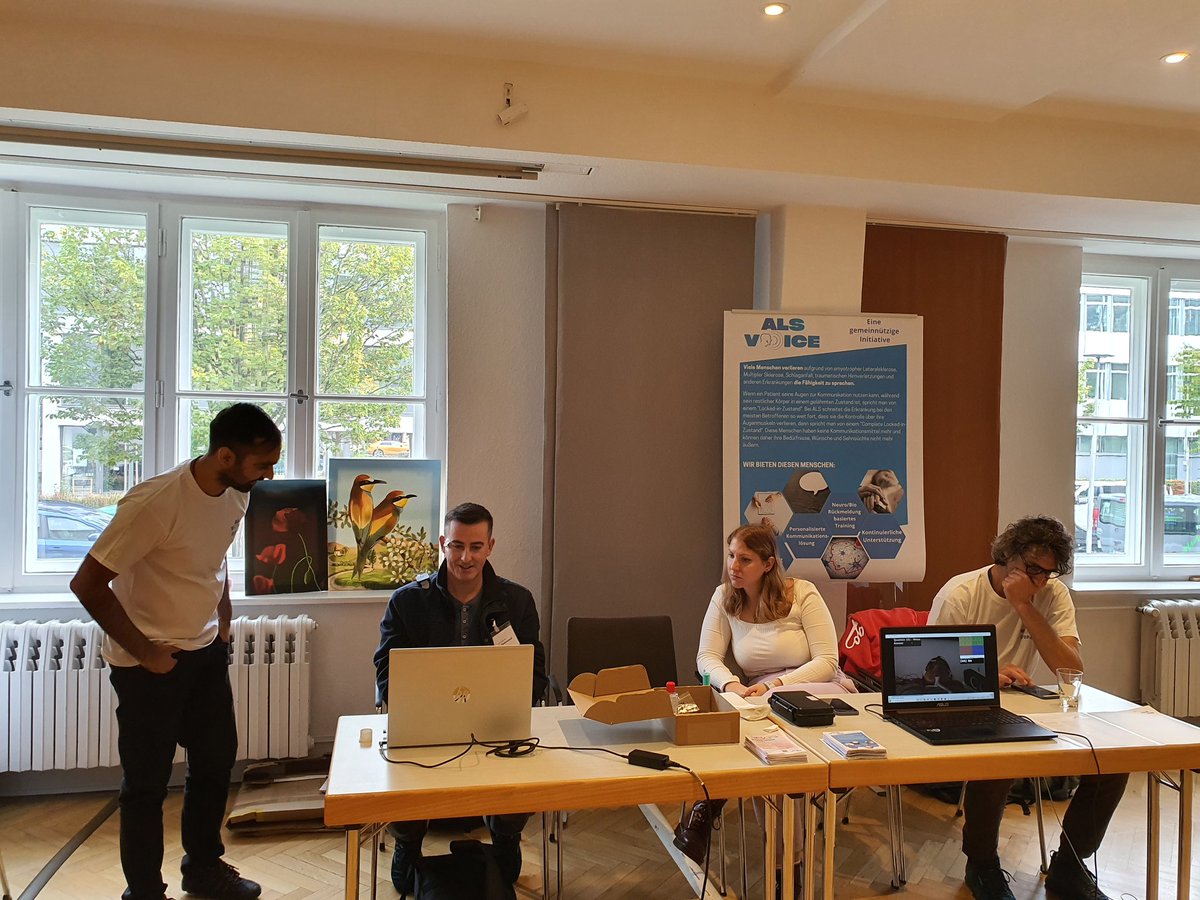 ALS Voice team demonstrating their communication system for paralyzed patients without any means of communication at ALS Betroffenen Kongress 2022 organized by @ALSmobil
#communication #alsvoice #paralysis #bci
<a href="/racing_als/">Racing for ALS</a> <a href="/MND_ALS/">Motor neuron disease</a> <a href="/_als_schweiz/">ALS Schweiz | SLA Suisse</a> @ALSAAssociation <a href="/iamalsorg/">I AM ALS</a>