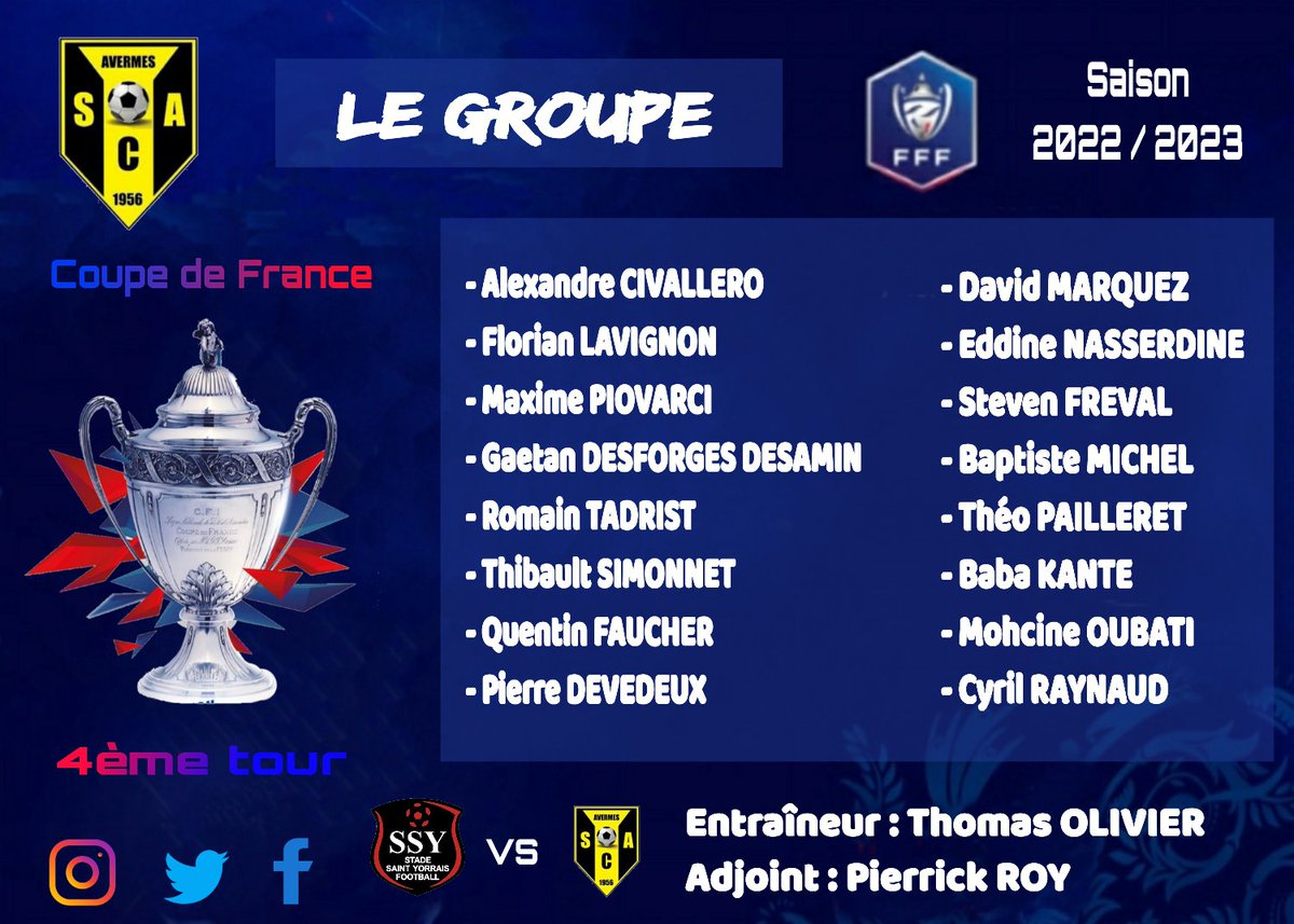 SCAvermes's tweet photo. 🟡[JOUR DE MATCH]⚫

🏆 #CoupeDeFrance #4emetour
📆 Dimanche 25 Septembre 
🕢 15h 
🆚️ Saint-Yorre 
🏟 Stade andouette - Saint-Yorre 

#matchday #football #SCAfoot03  #SCAvermes #tousenjauneetnoir💛🖤 #AllezleSCA💛🖤 #LigueRhôneAlpesAuvergne #DistrictAllier #SSYSCA #cdf #france https://t.co/qgvUEa1Tkl