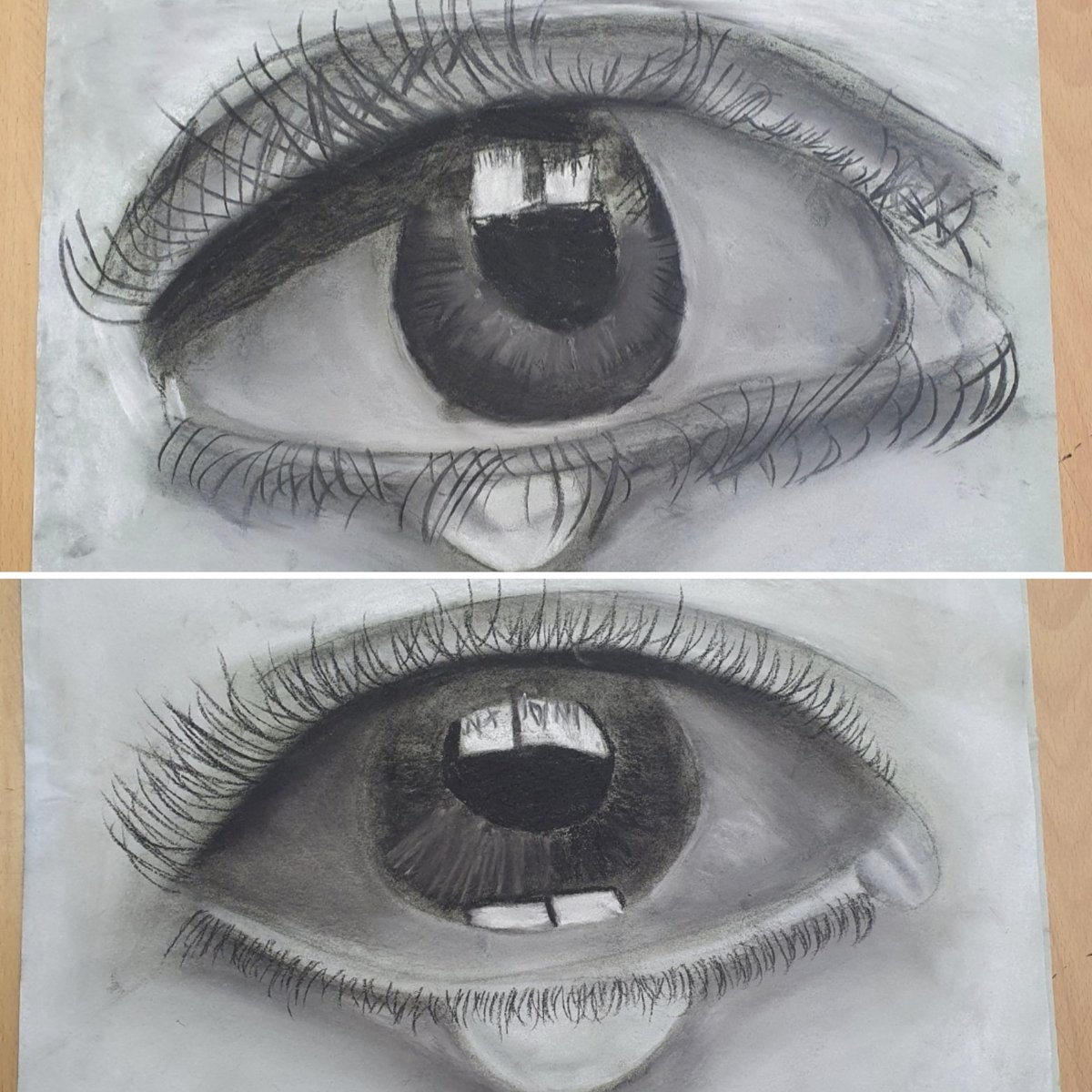 Wath_ArtDesTech's tweet photo. Charcoal eyes from 9x! So impressed with the detail and their attitude to using a new material! Well done. #art #teamwath #growthmindset #noexcuses #worldclasslearning #nevergiveup https://t.co/9PJSTjDIvn