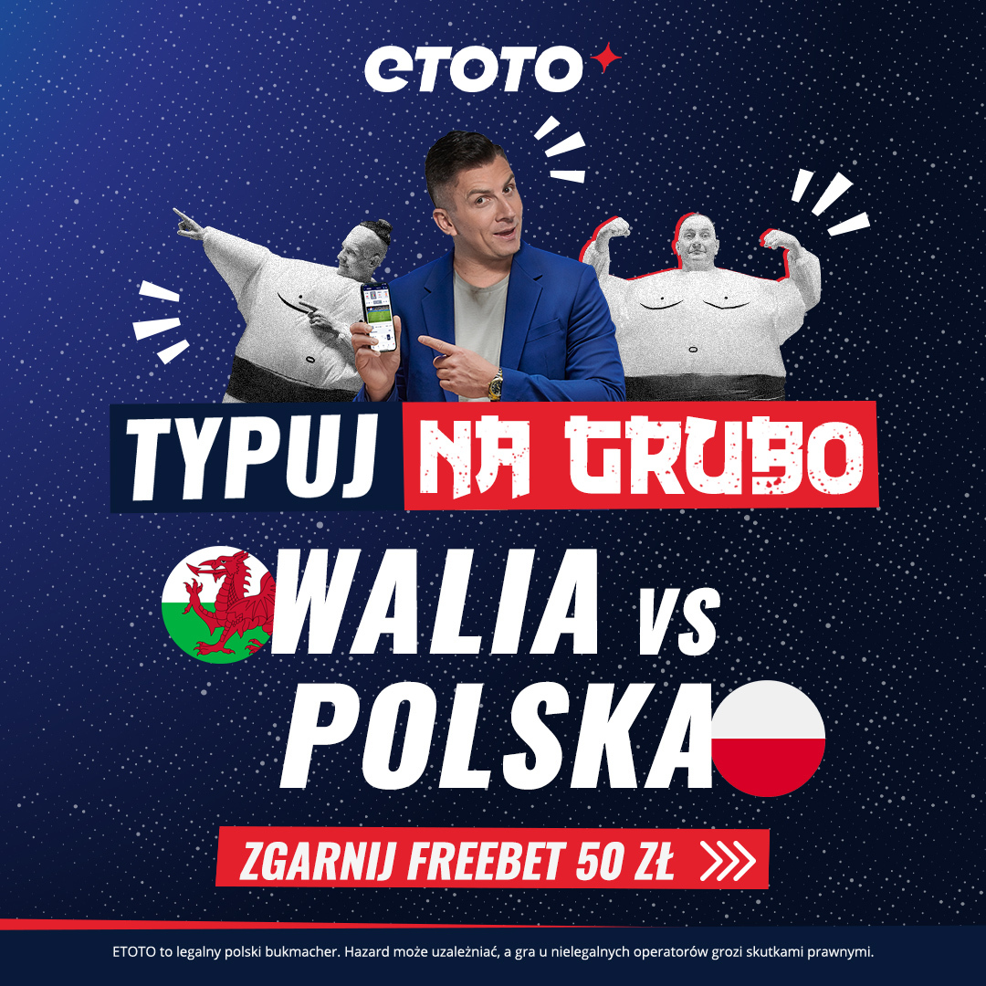 ⚽️ KONKURS ⚽️

Typujemy wynik meczu 🏴󠁧󠁢󠁷󠁬󠁳󠁿 Walia - Polska 🇵🇱 i strzelca dowolnego gola ⚽️

Zasady:
➕ Zaobserwuj <a href="/etotopl/">ETOTO</a> + retweet
#️⃣ Dodaj #ETOTONaGrubo
1️⃣ Jedna osoba = jeden typ
✍️ Podaj swój login do ETOTO
✅ Typujemy do godziny 20:45
🤝 Trafisz? Zgarniasz freebet 5️⃣0️⃣ zł