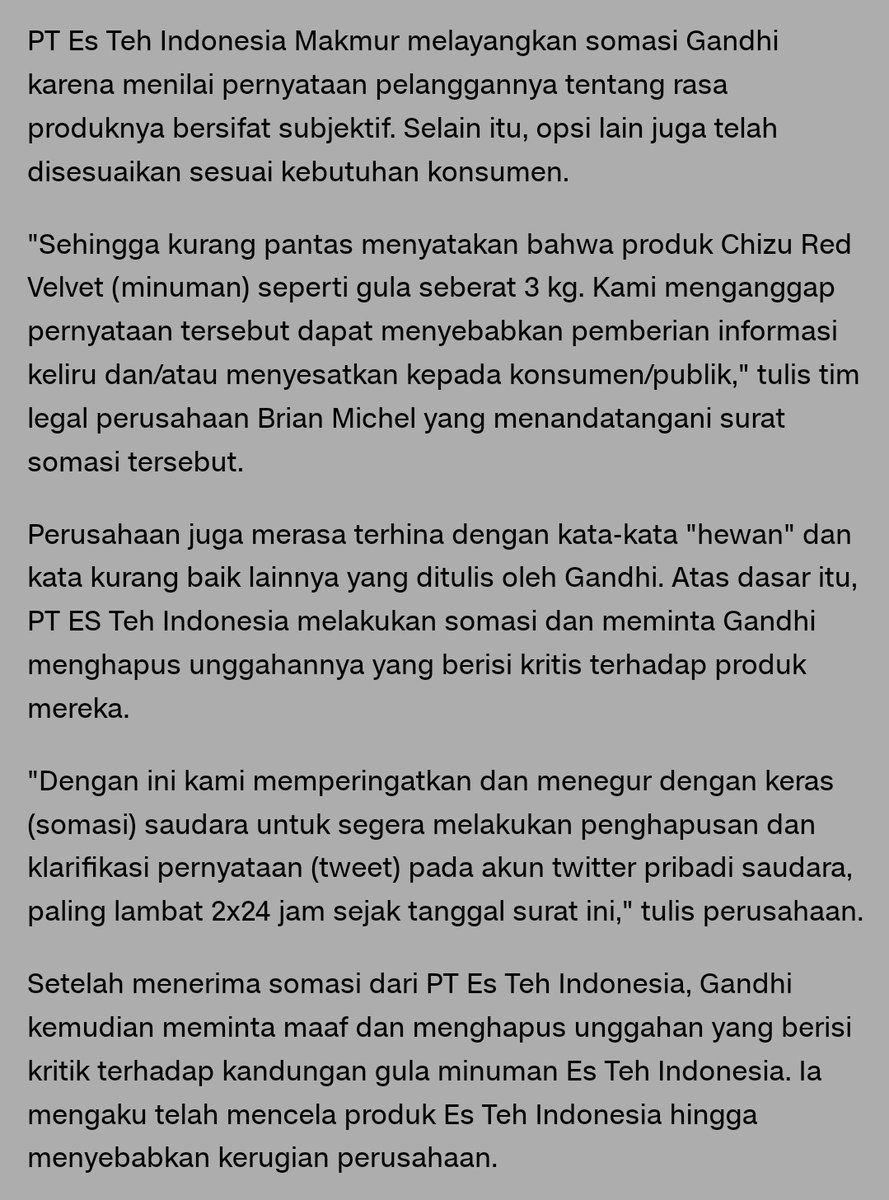 Somasi Gandhi itu apa?
Perusahaan Brian Michel itu apa?
Unggahan yang berisi kritis?
Perusahaan bisa menulis?