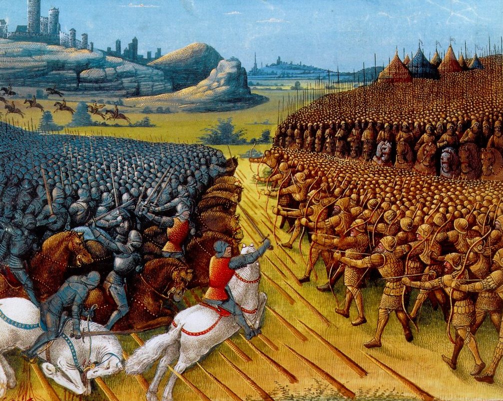 thomas_riegler's tweet photo. #otd 1396, a crusader army charges straight into an Ottoman army occupying a fortified hilltop position at #Nicopolis. What could possibly go wrong? Among the fallen knights is Jean de Carrouges, winner of the #TheLastDuel https://t.co/EatdWmRwYi