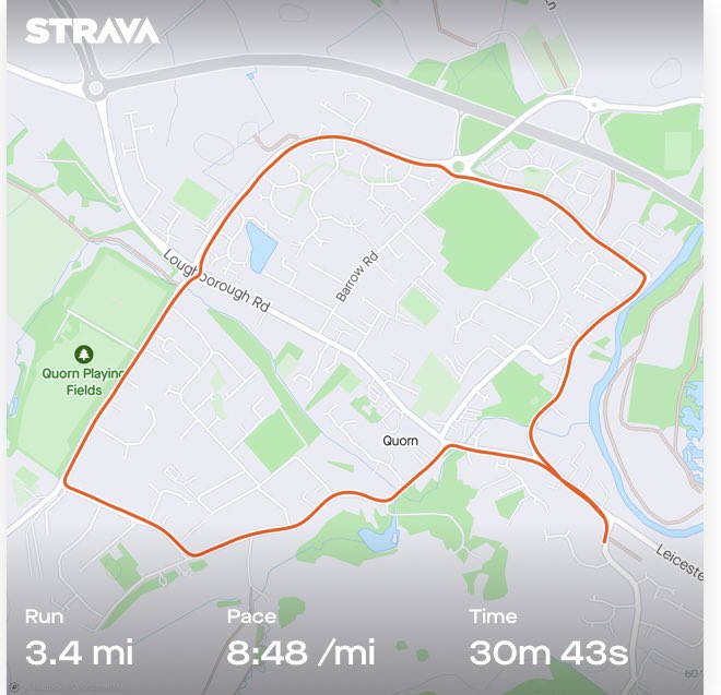 RobGeog's tweet photo. Only managed once out this weekend but one of my favourite 5km routes :) #loughboroughlife #sundayrun #readyforday https://t.co/fMSfLXwnGf
