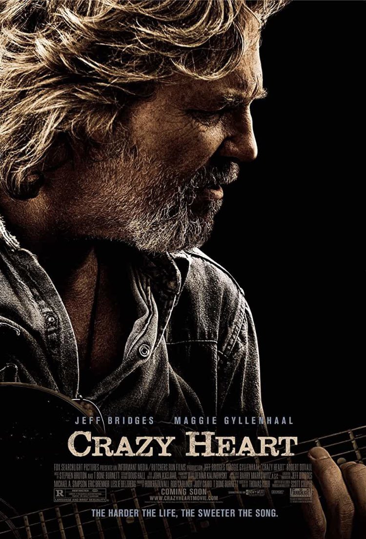 ChandlerRylko's tweet photo. ‘Crazy Heart’ w Jeff Bridges is such a great film! Revisiting this gem tonight. Like hanging with an old friend…Always a good time. #CrazyHeart #JeffBridges #CountryMusic #BadBlake #ScottCooper #Movie #ColinFarrell #MaggieGyllenhaal #Classic https://t.co/j3bjP92LBa