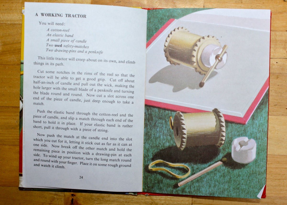 NickCorston's tweet photo. @DarrellWakelam @i_teach_things @reads_and_draws @MrsBezoari @RobCrossley4 @SarahFarrellKS2 @TsuiAllen @MissBTeaches_ @MeakerR @PaulWat5 @jonnybid Reminds me of all those lovely cotton reel projects in Ladybird books
My favourite as a kid was wind up tractors with a candle bearing
The #ArtOfMaking😍
(I love how the internet has archived my childhood) https://t.co/plythScxQ6