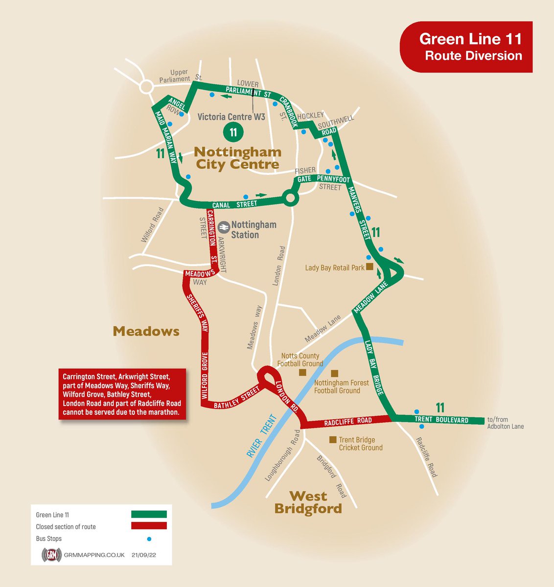 NCT_Buses's tweet photo. #MarathonUpdate
Navy 1, 48 and Green 5, 6, 7, 8, 9, 10, 11 are now following their diversion using Lady Bay Bridge as the marathon gets underway.
Info: https://t.co/dr5VKTST0S https://t.co/dX7MfEPRKy