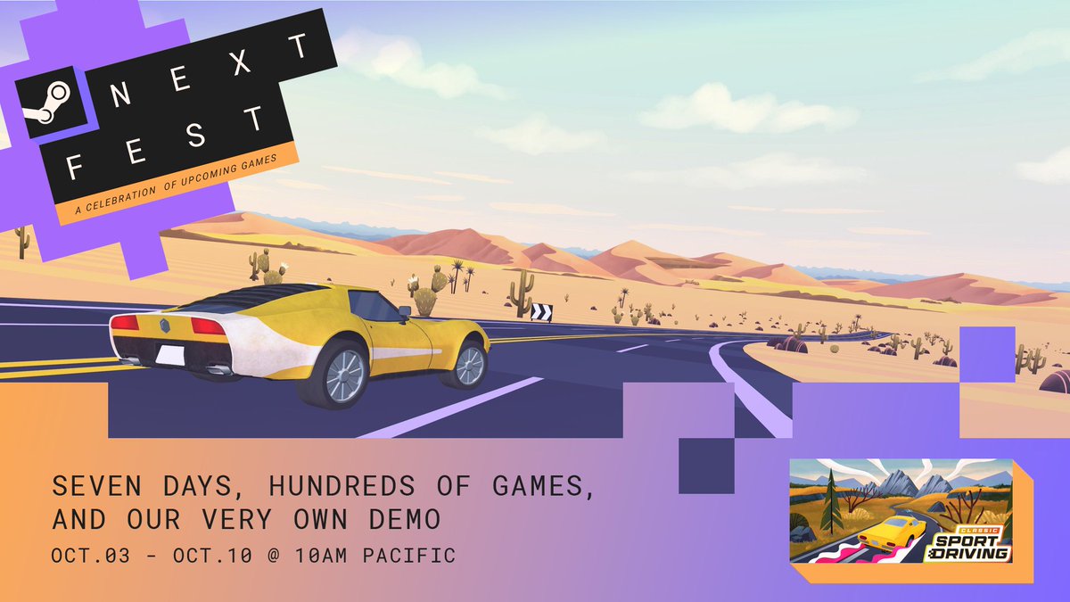 pixelwrappers's tweet photo. Using #wishlistwednesday to announce:

We'll have⚠️𝐀 𝐍𝐄𝐖 𝐃𝐄𝐌𝐎⚠️
#SteamNextFest, Oct3️⃣!

As previously:
☑️unlimited tracks
☑️time chase

New:
🔶updated car physics
🔶global leaderboards
🔶rain!🌧️

Mark the date, come and see who is the champ!🏆

#indiegame #gamedev https://t.co/SURhVDzHcx