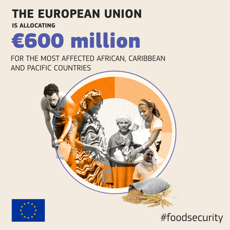EU_Partnerships's tweet photo. We are supporting the most vulnerable African, Caribbean &amp; Pacific countries hit by the food crisis.

Our funds will help affected countries to cope with the unjust consequences of Russia's war of aggression.

We stand committed to protecting global #FoodSecurity.

#GlobalGateway
