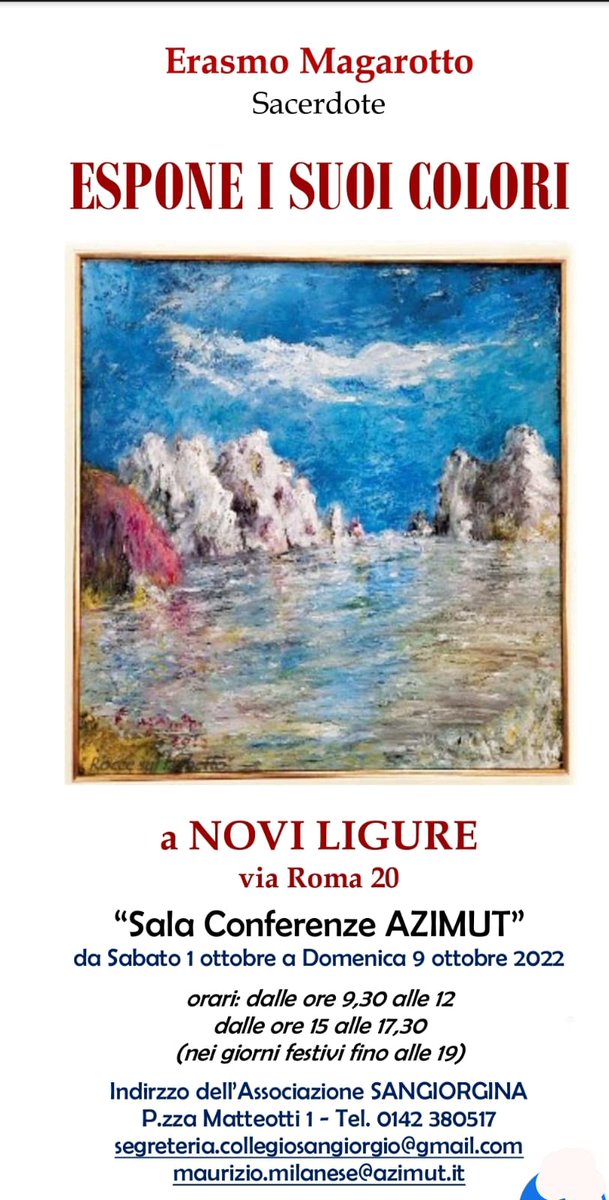 Divulgo con piacere la locandina di un apprezzato pittore, amico e grande sostenitore de L'Abbraccio di Don Orione