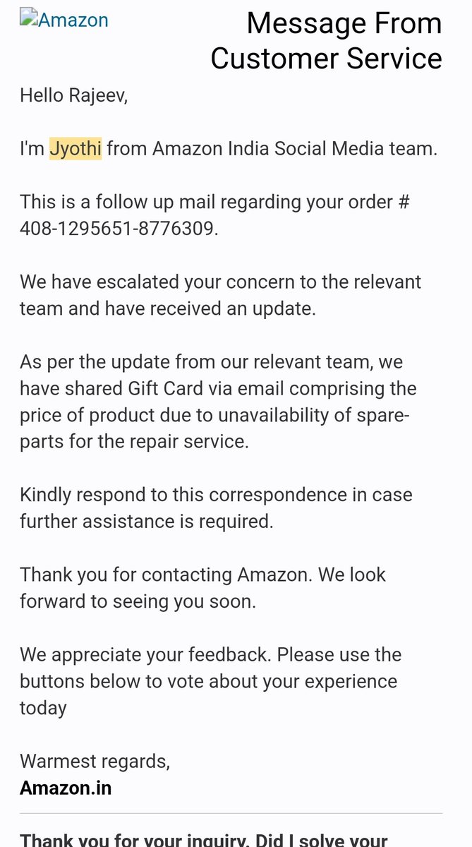 rajeevpratap5's tweet photo. @amazonIN dear Team 
Your mail not matched with your actions. 2 month old complaint. Issue still open even the solution you have mentioned by social media team not done. https://t.co/0tUlZN6e7g