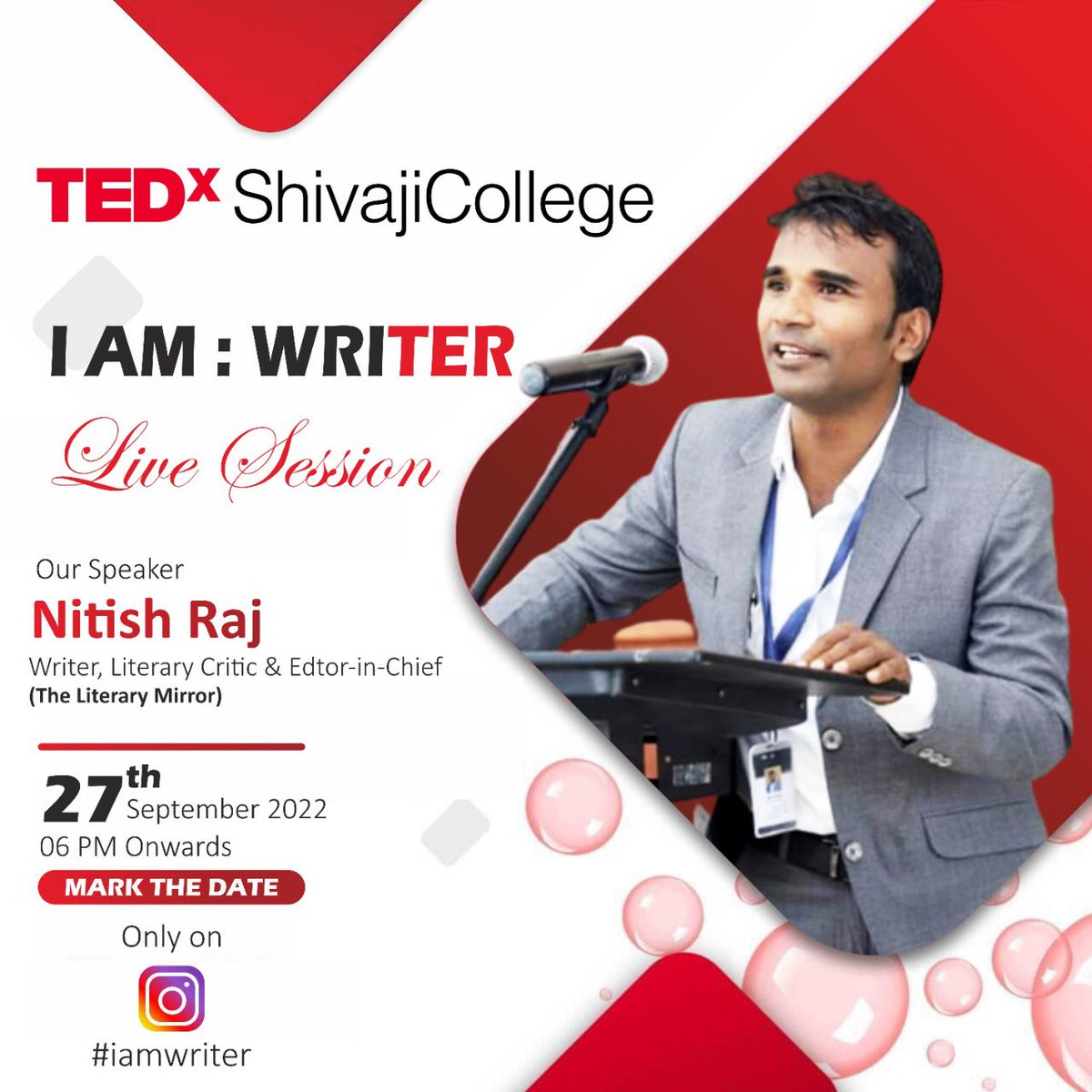 InsightLiteria's tweet photo. TEDxShivajiCollege invited to Literary Critic, A Writer, Co-founder of @InsightLiteria and Editor-in-Chief of @LiteraryMirror  @LoveScribblee under the I AM : WRITER 
#iamwriter #tedx  #TEDxSpeaker https://t.co/DkkU10ASle