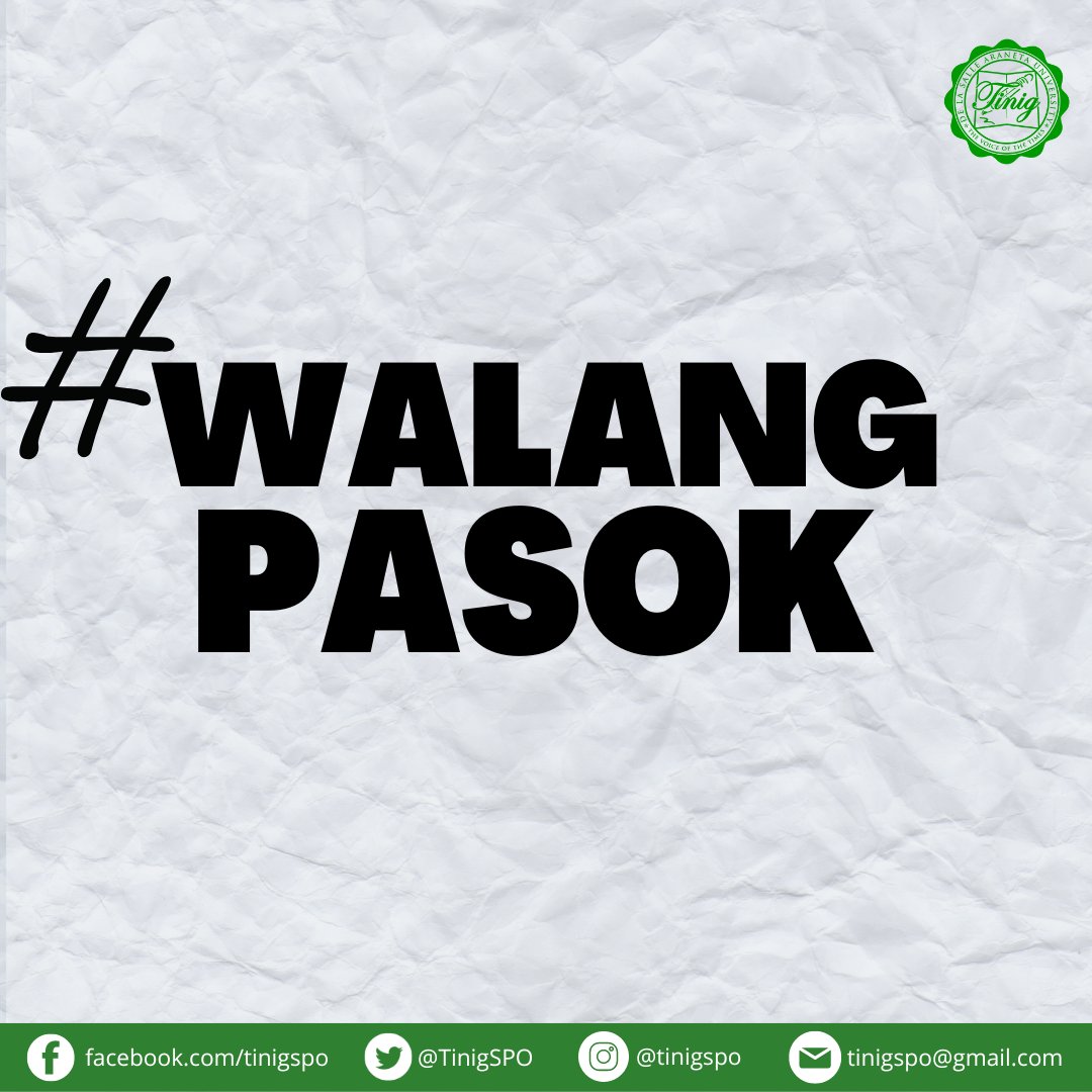 TinigSPO's tweet photo. As per the announcement of the Malabon LGU and Office of the University Chancellor, there will be no work and classes in all levels tomorrow, Monday, due to Typhoon Karding. 

Stay safe Lasallianetans!

Source: https://t.co/v8WPdmBXxA https://t.co/GQlfgQ9ACu