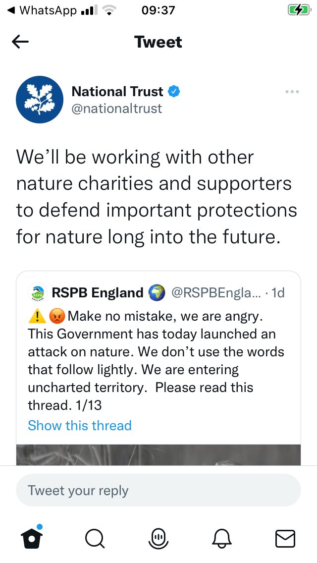 ASmallAMount's tweet photo. Strong words from 4 giants of #nature conservation representing millions of Brits. 🦡 🐼 🐦 🌳 ⁦⁦@WWF_UK_Politics⁩ ⁦@nationaltrust⁩ ⁦@RSPBEngland⁩ ⁦@WildlifeTrusts⁩ https://t.co/9LTVAsxl95