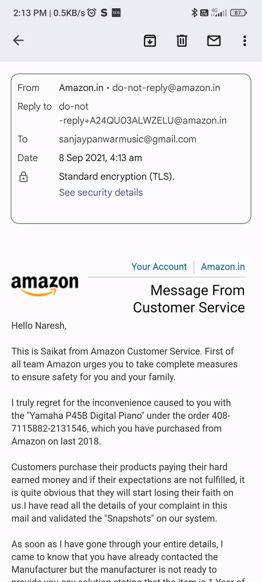 sanjaypnwr's tweet photo. I'm a musician and That's how i wasted my important seasonal time of buisness by buying the instrument on @amazon it took 4 months which ruined my career too. Amazon saying it's 3 years of warranty on product and manufacture saying it's only 1 year. @JeffBezos @ajassy @amazonIN https://t.co/WrZIB7aAQf