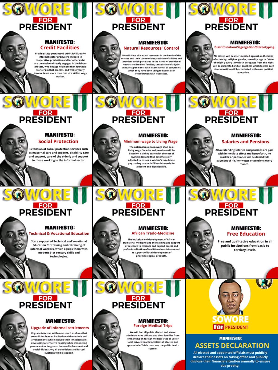 j_samdavid's tweet photo. Sowore is clear about the kind of government he want to run in Nigeria. It’s a socialist kind of government that ensures and mandates equity #SoworeMagashi2023 https://t.co/6zbAJeNe1Z