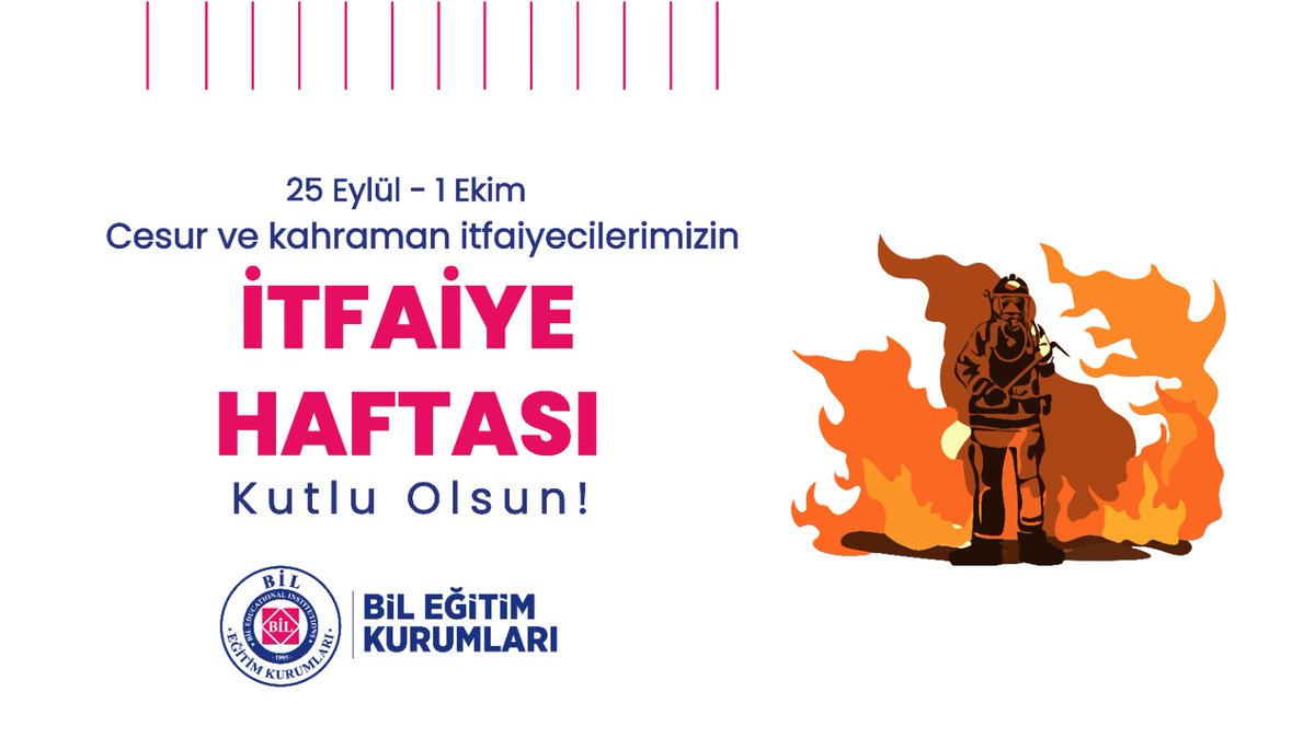 25 Eylül - 1 Ekim 
Cesur ve kahraman itfaiyecilerimizin 
𝗶𝗧𝗙𝗔𝗶𝗬𝗘 𝗛𝗔𝗙𝗧𝗔𝗦𝗜 Kutlu Olsun!
