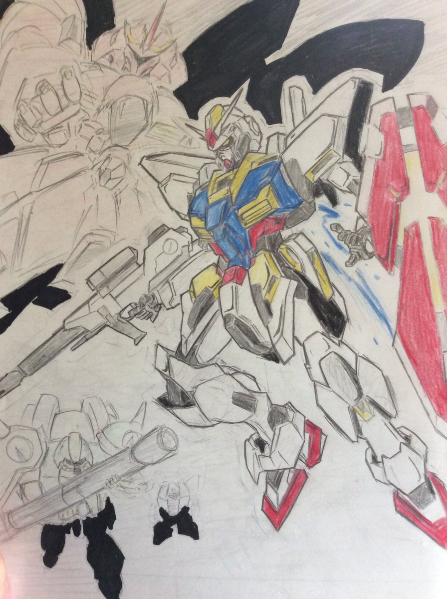 「自分の絵から立体化させたガンダムを歴代主役機に混ぜて公式ヅラする遊びは楽しいぞ 」|Zelgamethのイラスト